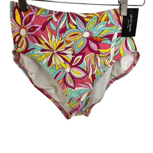 NWT Kate Spade Women's High Waist Bikini Bottom Anemone‎ Pink Print sz. L - Picture 1 of 3